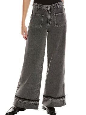 rag & bone Melina Patch Pockets Wide Leg Washed Gray Jeans Size 28